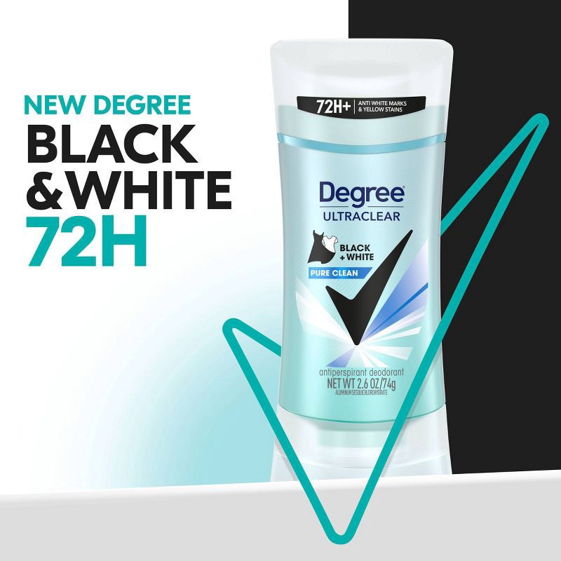 slide 3 of 8, Degree Ultraclear Black + White Pure Clean 72-Hour Solid Antiperspirant & Deodorant - 2.6oz, 2.6 oz