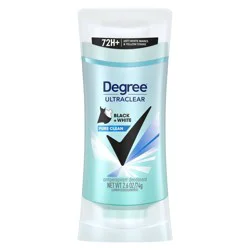 Degree Ultraclear Black + White Pure Clean 72-Hour Solid Antiperspirant & Deodorant - 2.6oz
