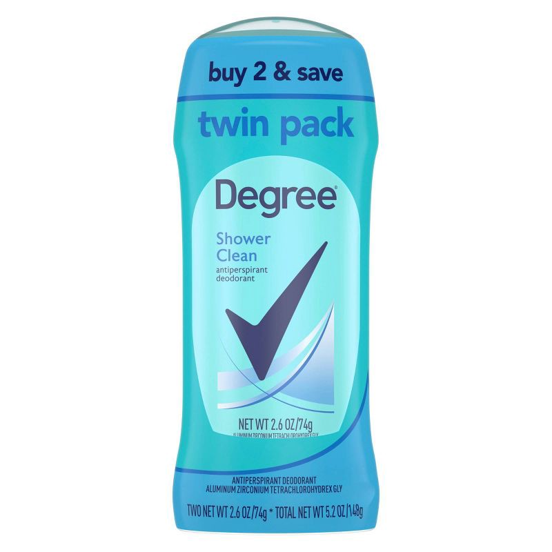 slide 2 of 7, Degree Shower Clean 48-Hour Antiperspirant & Deodorant - 2.6oz/2ct, 2 ct; 2.6 oz