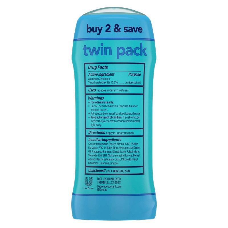slide 2 of 6, Degree Shower Clean 48-Hour Solid Antiperspirant & Deodorant - 2.6oz/2ct, 2 ct; 2.6 oz
