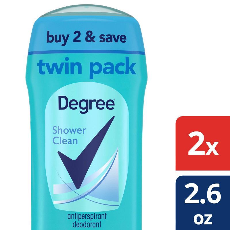 slide 1 of 7, Degree Shower Clean 48-Hour Antiperspirant & Deodorant - 2.6oz/2ct, 2 ct; 2.6 oz