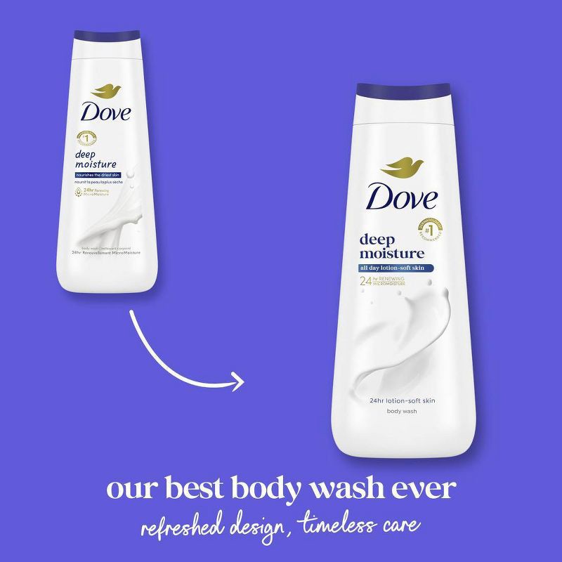 slide 3 of 12, Dove Beauty Dove Deep Moisture Body Wash Nourishes the Driest Skin 24hr Lotion-Soft Skin - 20 fl oz, 20 fl oz