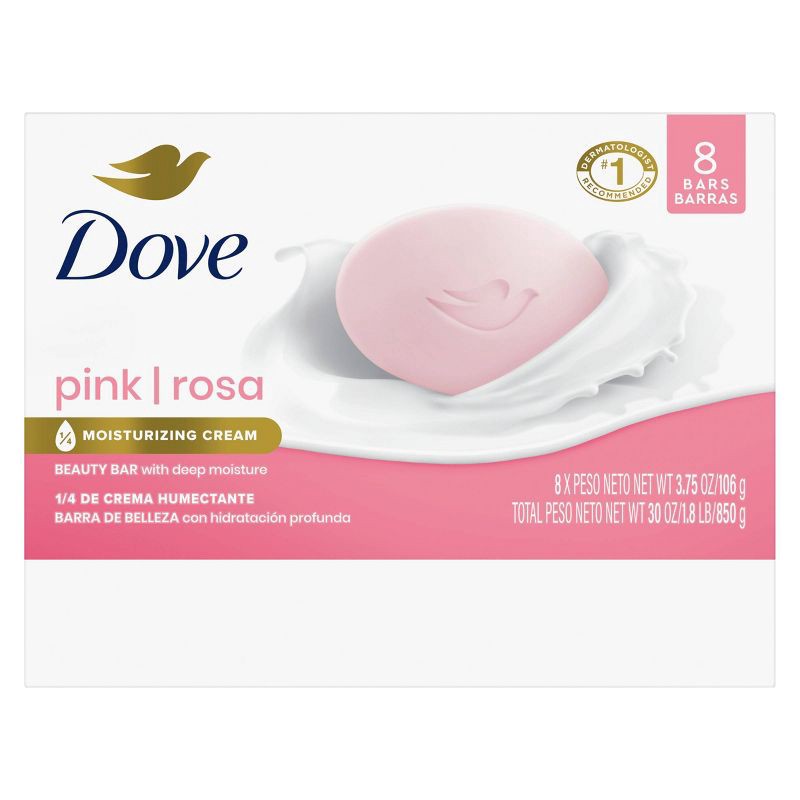 slide 3 of 7, Dove Beauty Pink Deep Moisture Beauty Bar Soap - 8pk - 3.75oz each, 8 ct, 3.75 oz