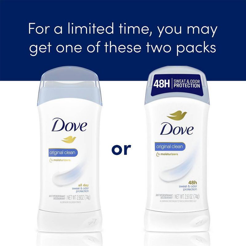 slide 5 of 6, Dove Beauty Original Clean 48-Hour Women's Antiperspirant & Deodorant Stick - 2pc/2.6oz, 2 ct; 2.6 oz