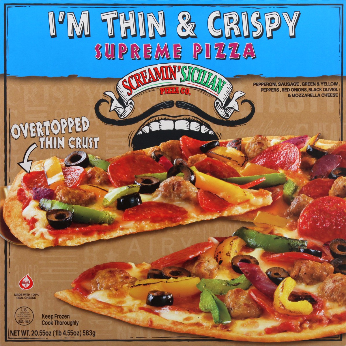 slide 8 of 11, Screamin' Sicilian I'm Thin & Crispy Supreme Pizza 20.55 oz, 20.55 oz
