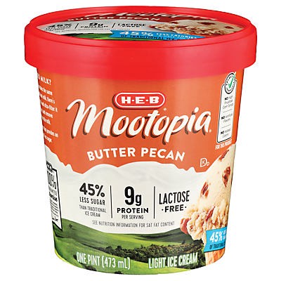 H-E-B Mootopia Lactose Free Light Ice Cream - Butter Pecan 1 Pint | Shipt