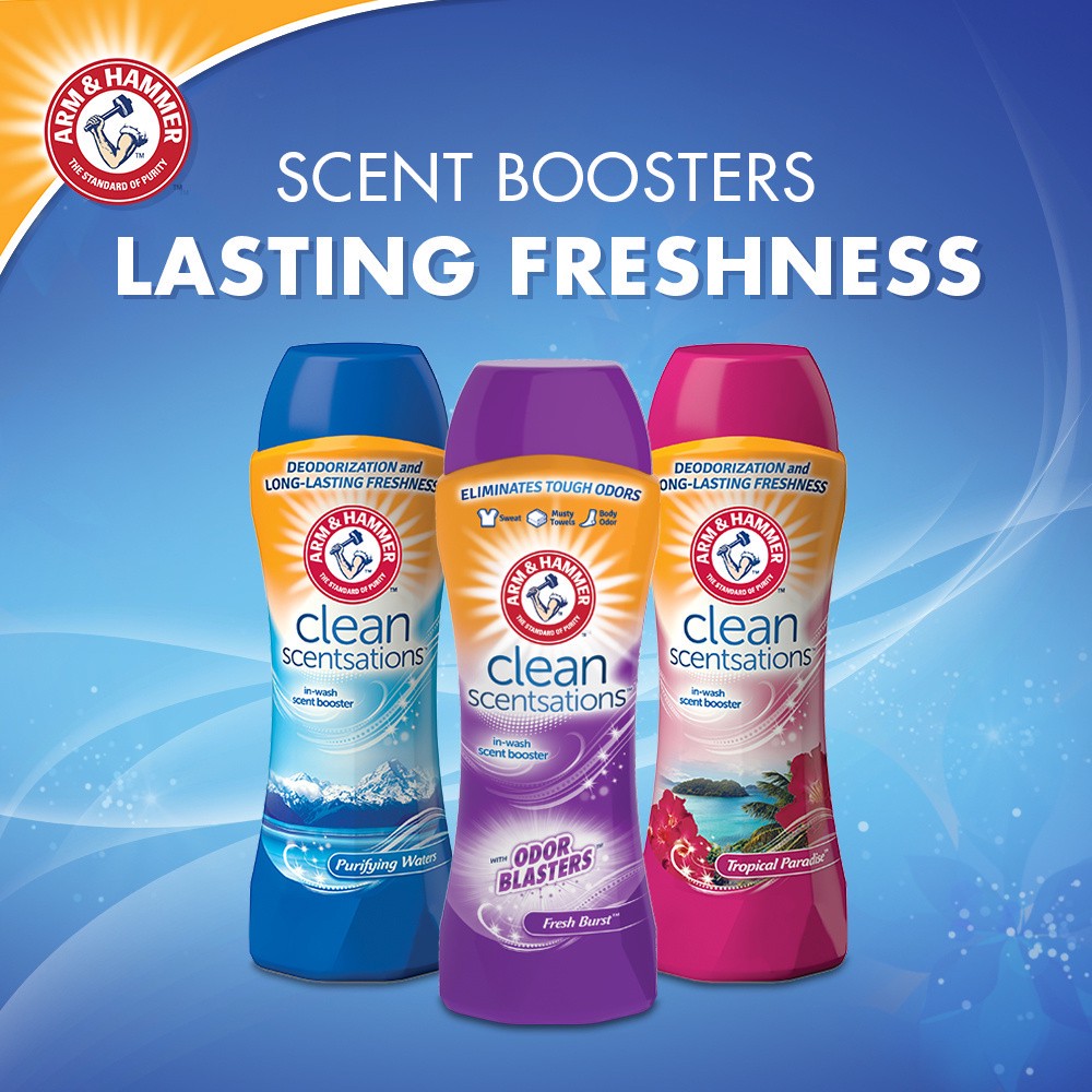 slide 5 of 5, ARM & HAMMER Odor Blasters In-Wash Scent Booster, Laundry Scent Booster, Fresh Burst Scent, 24 Oz, 24 oz