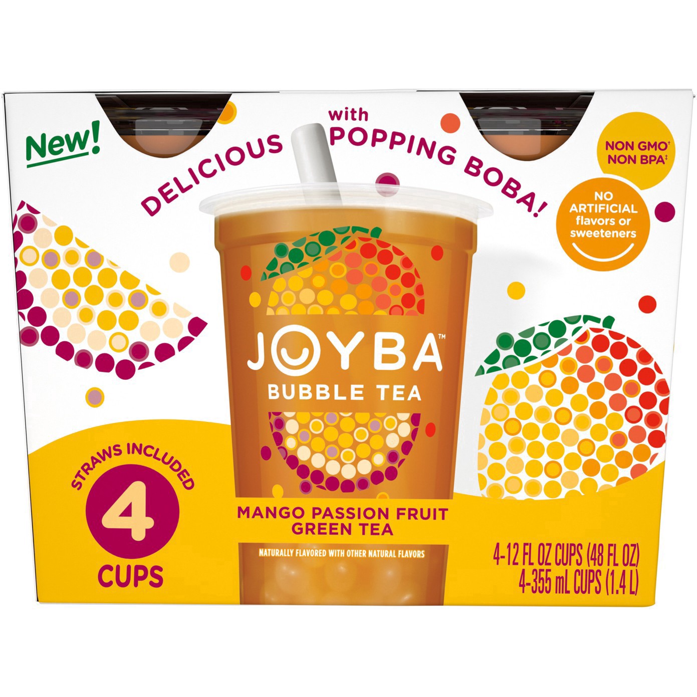 slide 15 of 16, JOYBA Mango Passionfruit Green Tea Bubble Tea, 12 fl oz (Pack of 4), 4 ct
