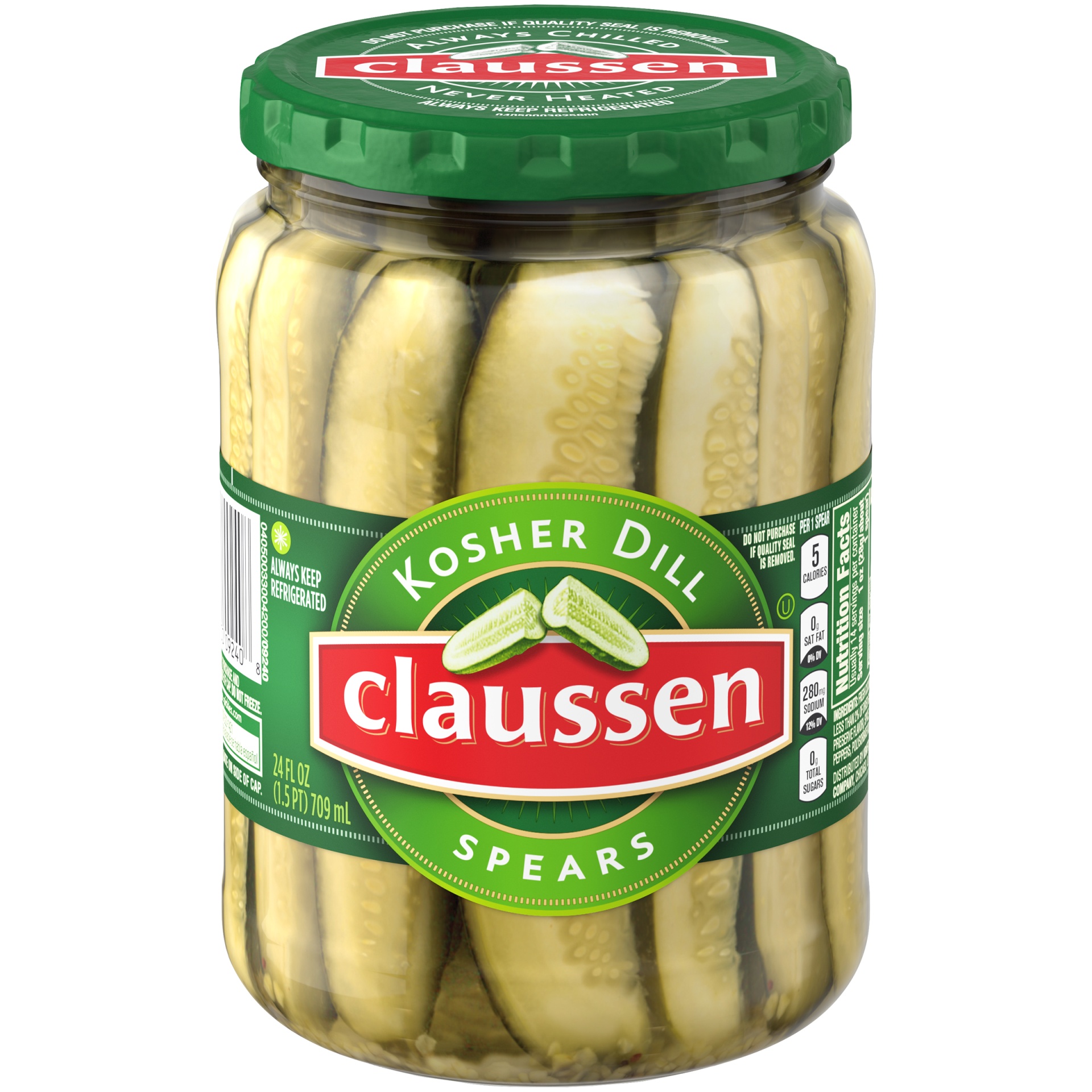 slide 1 of 7, Claussen Kosher Dill Pickle Spears, 24 oz