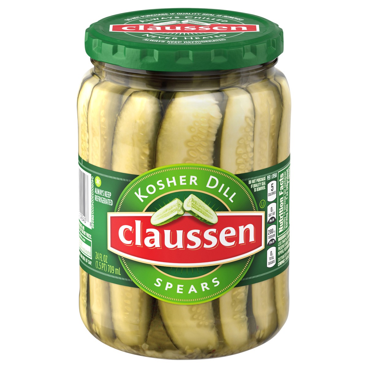 slide 1 of 5, Claussen Kosher Dill Pickle Spears, 24 fl. oz. Jar, 24 fl oz