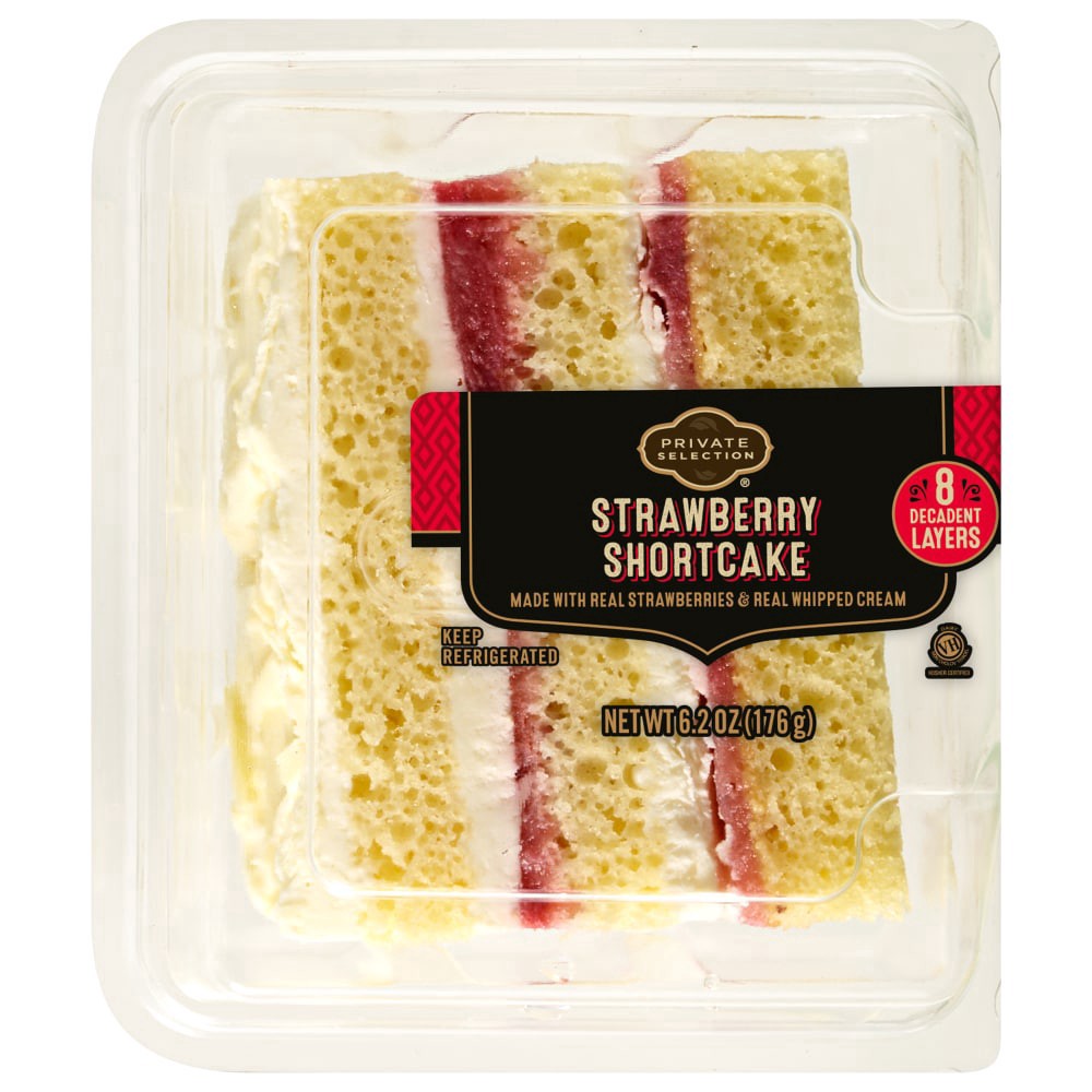 slide 1 of 2, Private Selection 3-Layer Strawberry Short Cake Slice, 6.2 oz