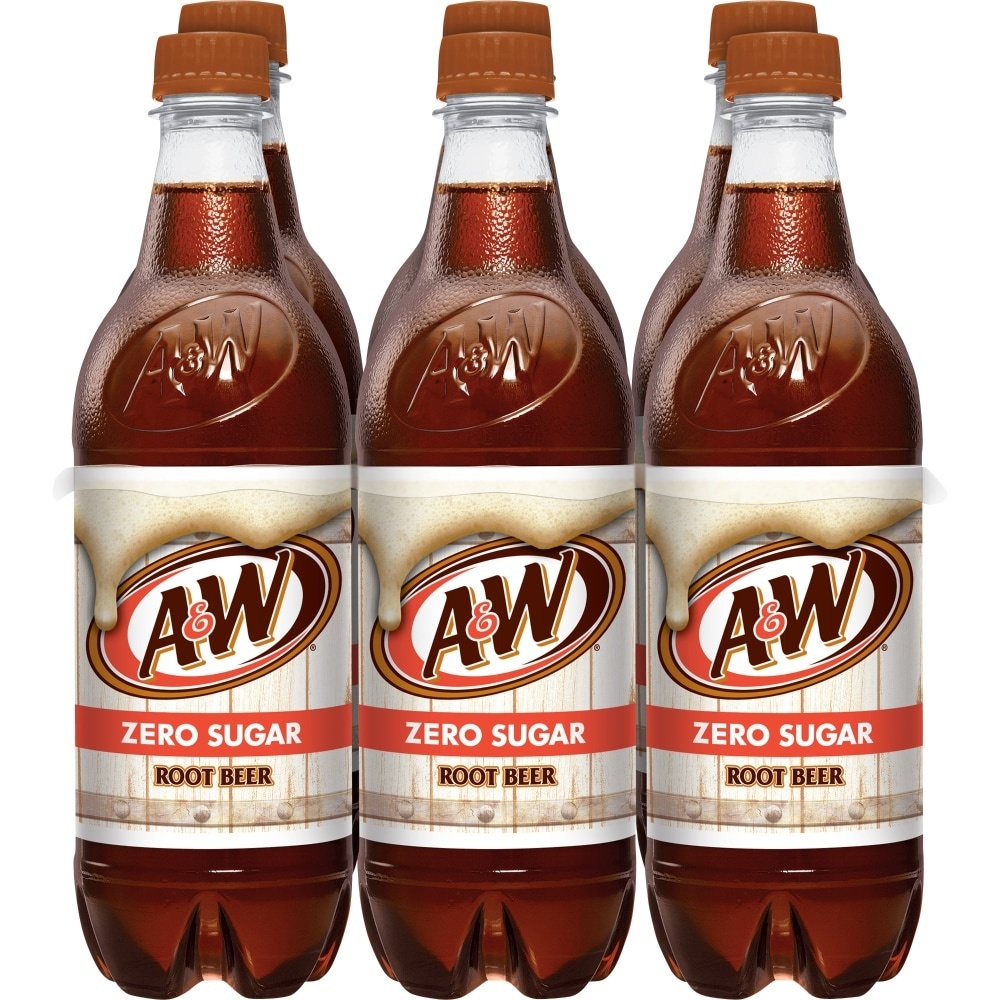 slide 1 of 4, A&W Root Beer Zero Sugar Bottles, 6 ct; 16.9 fl oz