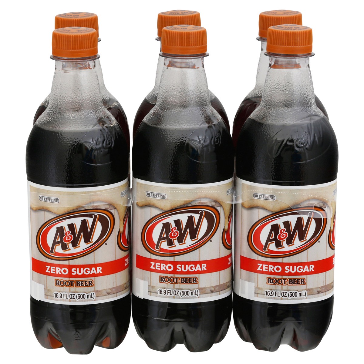 slide 1 of 1, A&W Root Beer Zero Sugar Bottles, 6 ct; 16.9 fl oz