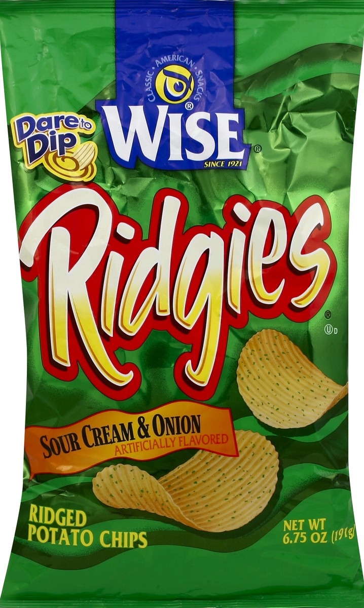 slide 5 of 6, Ridgies Sour Cream & Onion Ridged Potato Chips, 6.75 oz