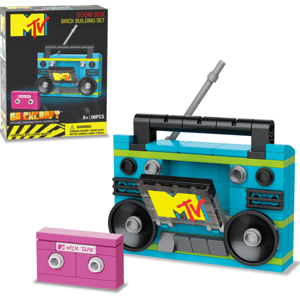 slide 7 of 8, Brickcraft, Llc Mtv Retro Builds Boom Box Brick Building Set, Set Of 96 Pieces, 1 ct