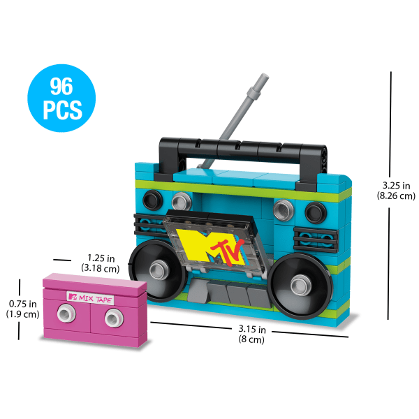 slide 4 of 8, Brickcraft, Llc Mtv Retro Builds Boom Box Brick Building Set, Set Of 96 Pieces, 1 ct