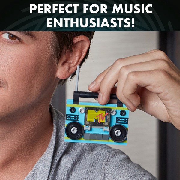 slide 3 of 8, Brickcraft, Llc Mtv Retro Builds Boom Box Brick Building Set, Set Of 96 Pieces, 1 ct