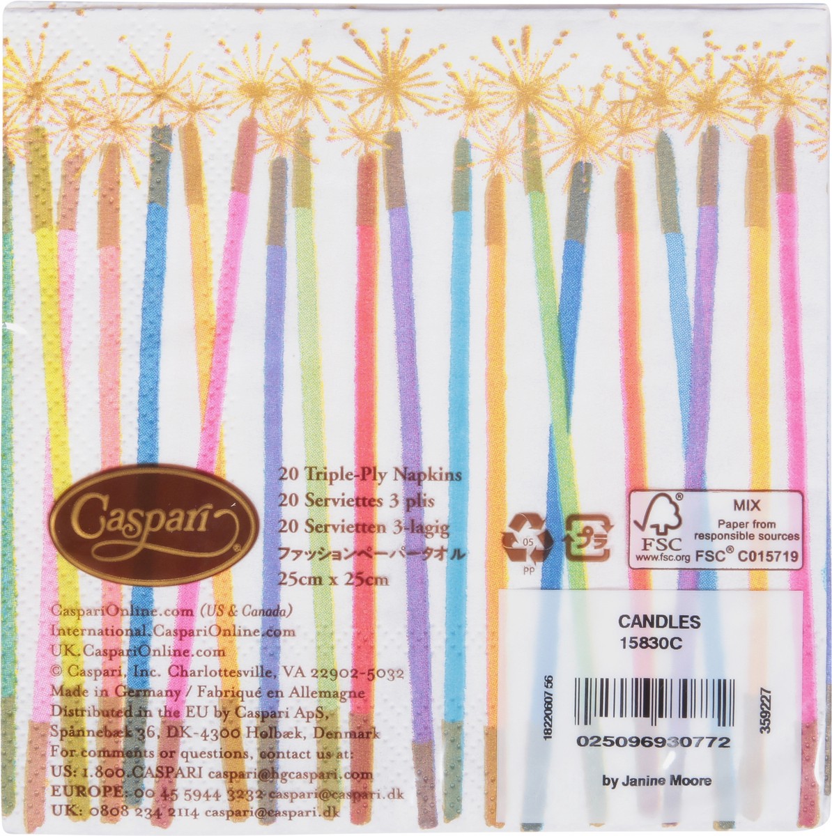 slide 3 of 9, Caspari Triple-Ply Candles Napkins 20 ea, 20 ct