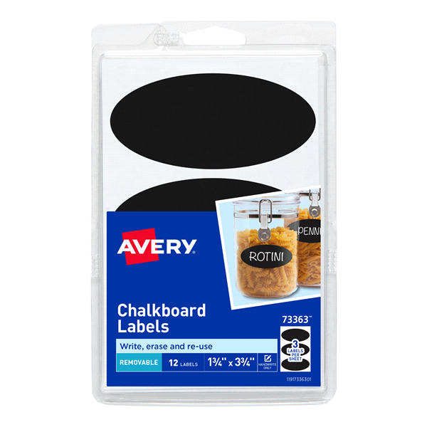 slide 1 of 1, Avery Removable Chalkboard Labels, Handwrite 73363, 12 ct