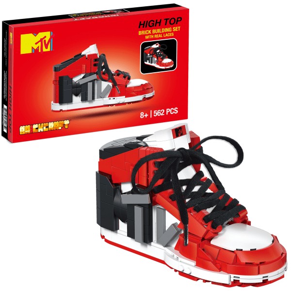 slide 5 of 9, Brickcraft, Llc Mtv High Top Sneaker Brick Building Set, Set Of 562 Pieces, 1 ct