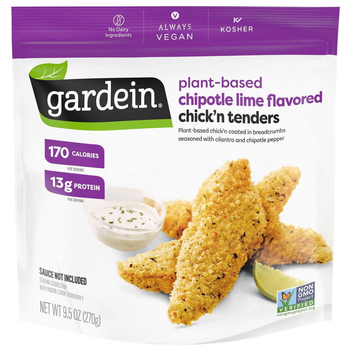 slide 1 of 5, Gardein Plant Based Chipotle Lime Flavored Chick'n Tenders 9.5 oz, 9.5 oz