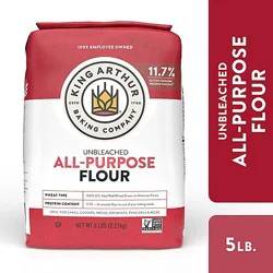 King Arthur Non-Gmo Project Verified Certified Kosher No Preservatives All Purpose Unbleached Flour - 5 Lb