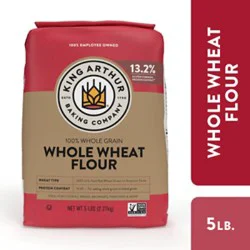 King Arthur Non-Gmo Project Verified Certified Kosher 100% Whole Grain Whole Wheat Flour - 5 Lb
