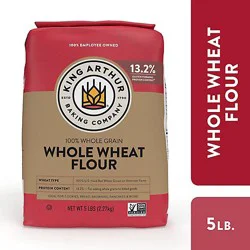 King Arthur Non-Gmo Project Verified Certified Kosher 100% Whole Grain Whole Wheat Flour - 5 Lb