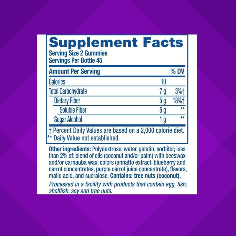 slide 5 of 10, Vitafusion Fiber - Well Fiber Supplement Gummies - Fruit Flavors - 90ct, 90 ct