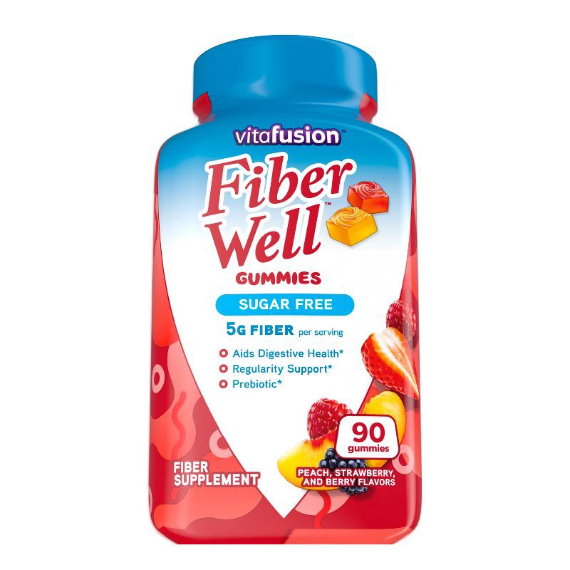 slide 1 of 9, Vitafusion Fiber - Well Fiber Supplement Gummies - Fruit Flavors - 90ct, 90 ct