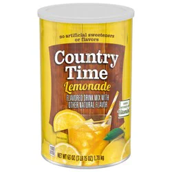 Country Time Lemonade Powdered Drink Mix, 1 Canister, for Flavorful Hydration and Shareable Refreshment, Naturally Flavored with Other Natural Flavor, No Artificial Sweeteners or Flavors, 63 oz