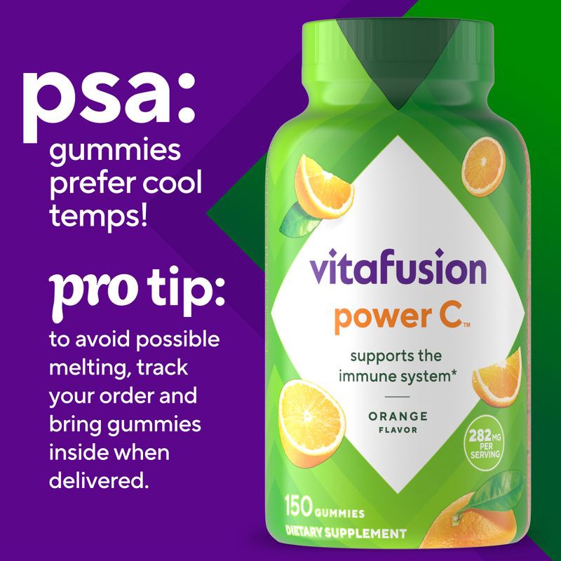 slide 10 of 11, vitafusion Power C Vitamin C Gummy Vitamin for Immune Support - Orange Flavored - 150ct, 150 ct