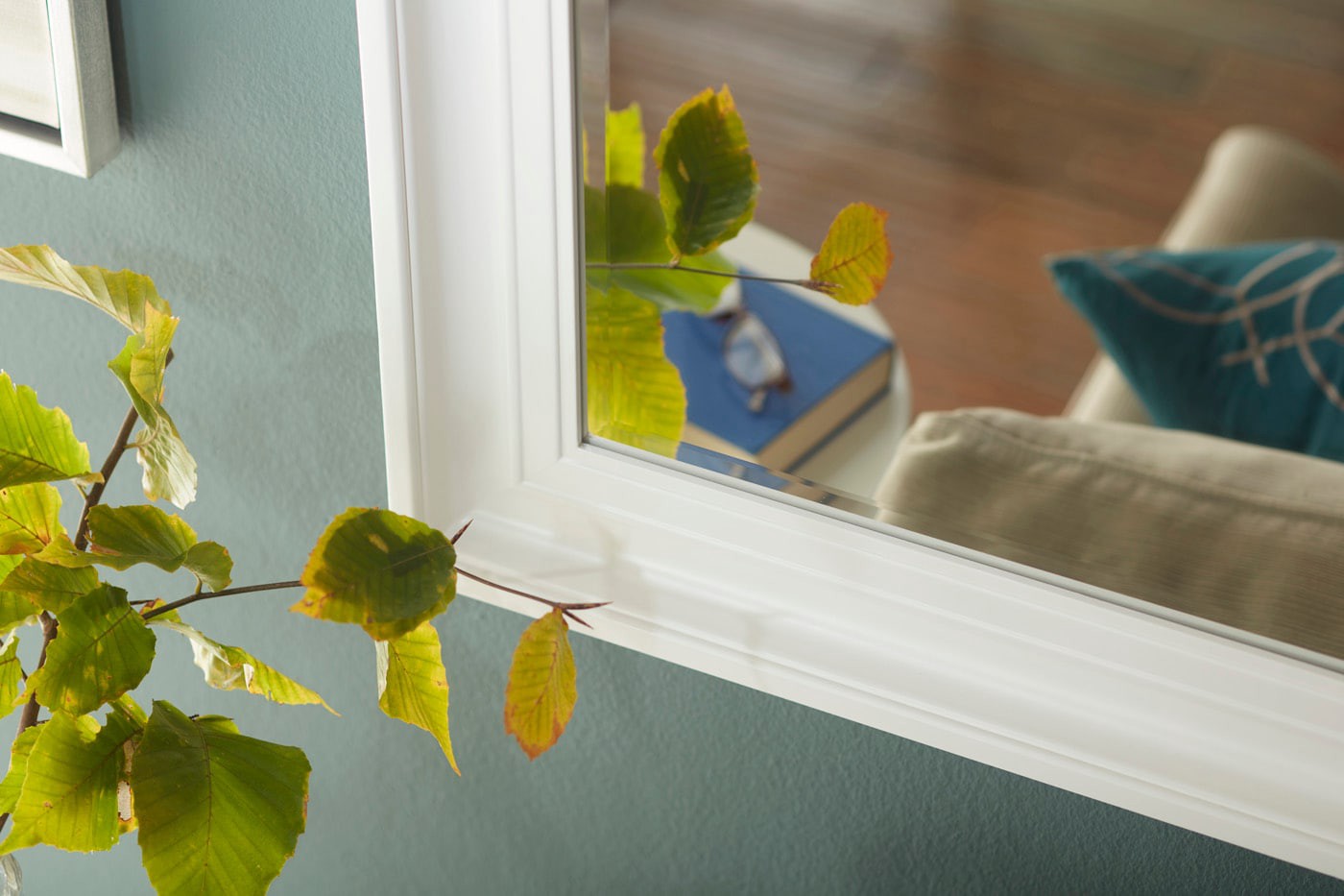 slide 3 of 6, allen + roth 31.75-in W x 43.75-in H Rectangle White Beveled Wall Mirror, 1 ct