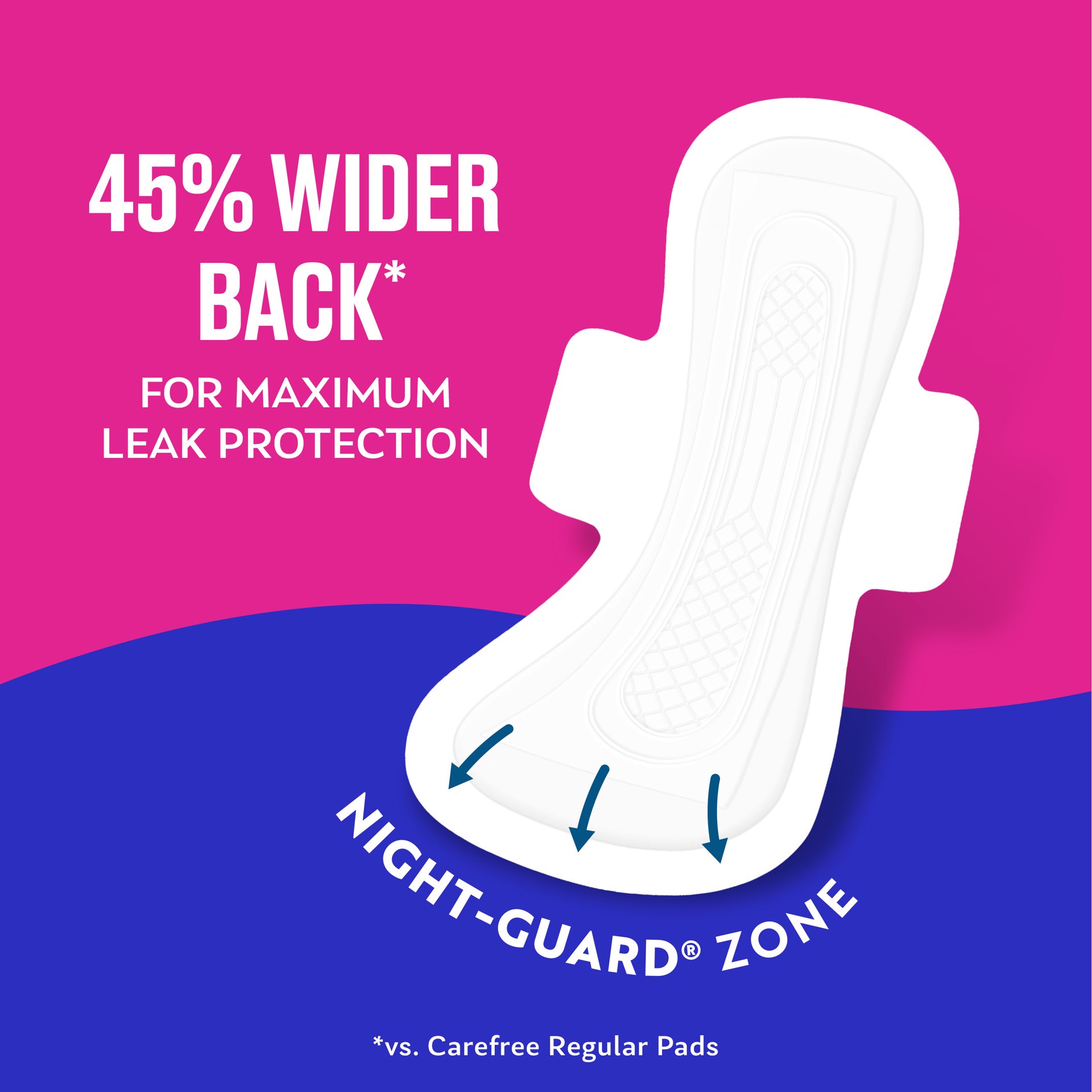 slide 7 of 9, CAREFREE Ultra Thin Pads, Overnight With Wings, 40ct, 40 ct