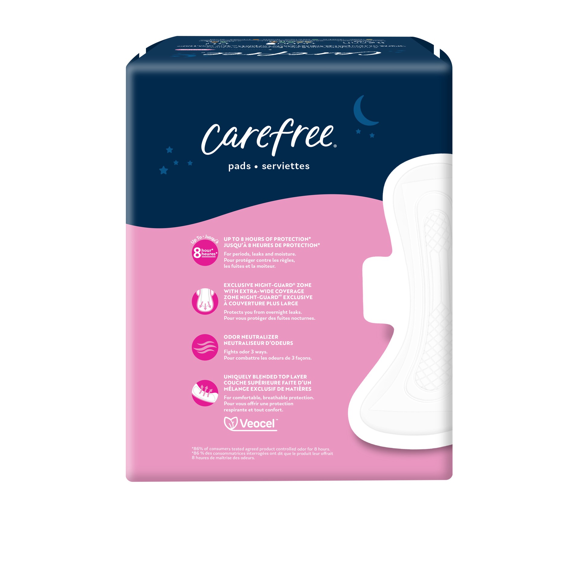 slide 3 of 9, CAREFREE Ultra Thin Pads, Overnight With Wings, 40ct, 40 ct
