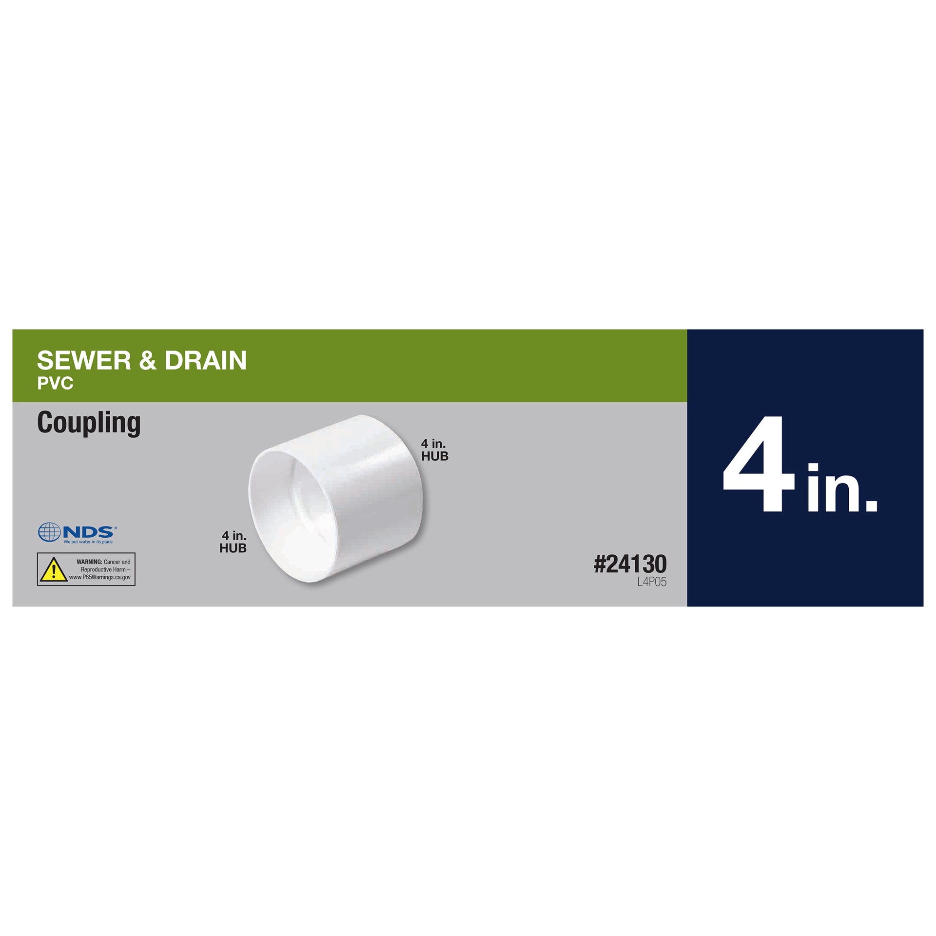 slide 3 of 6, NDS PVC Sewer and Drain Coupling, 4 in. Hub x Hub, 1 ct