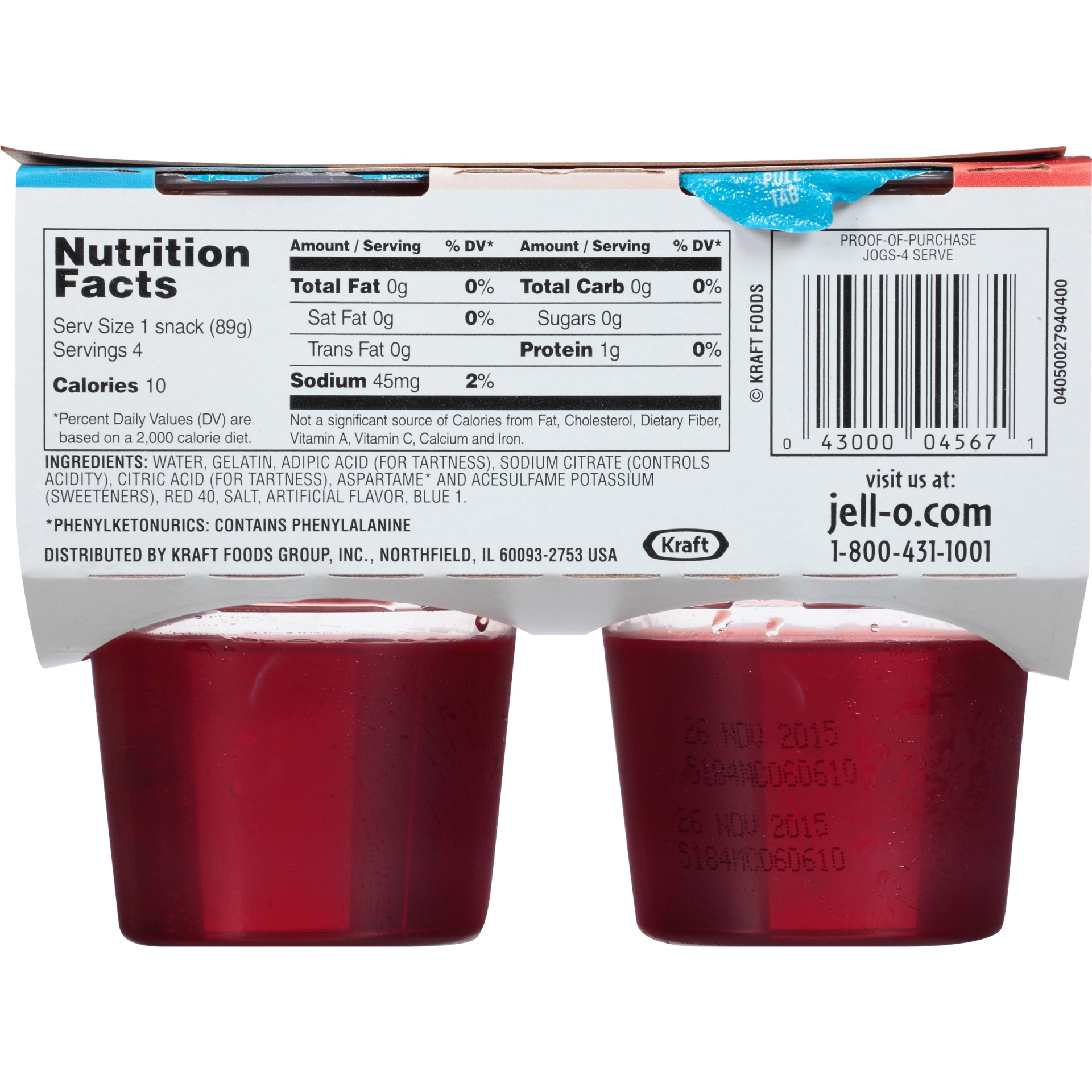 slide 6 of 8, Jell-O Sugar-Free Cherry Pomegranate Low Calorie Gelatin Snacks, 4 ct; 12.5 oz