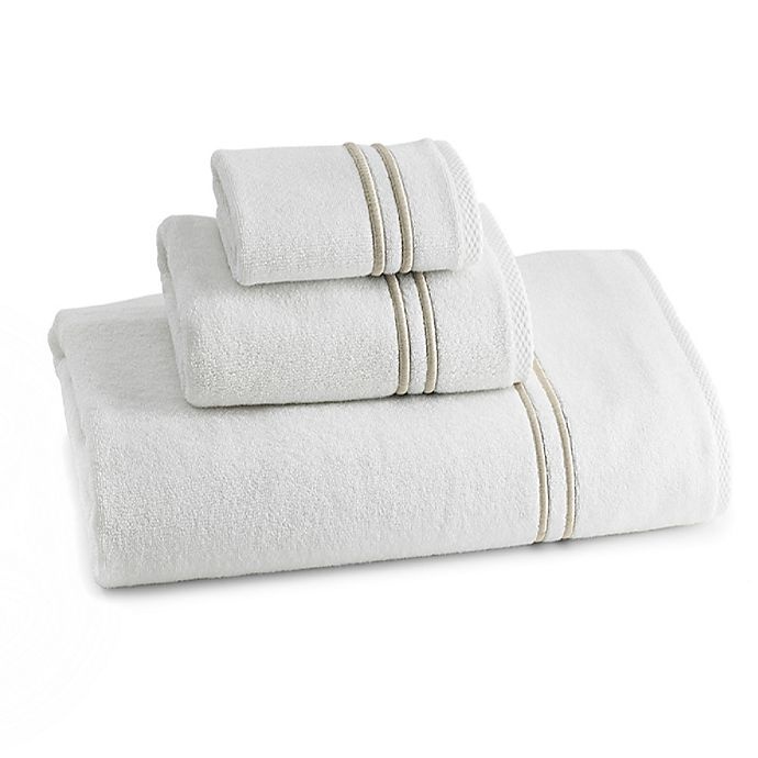 slide 1 of 1, Kassatex Baratta Turkish Cotton Bath Towel - White/Taupe, 1 ct