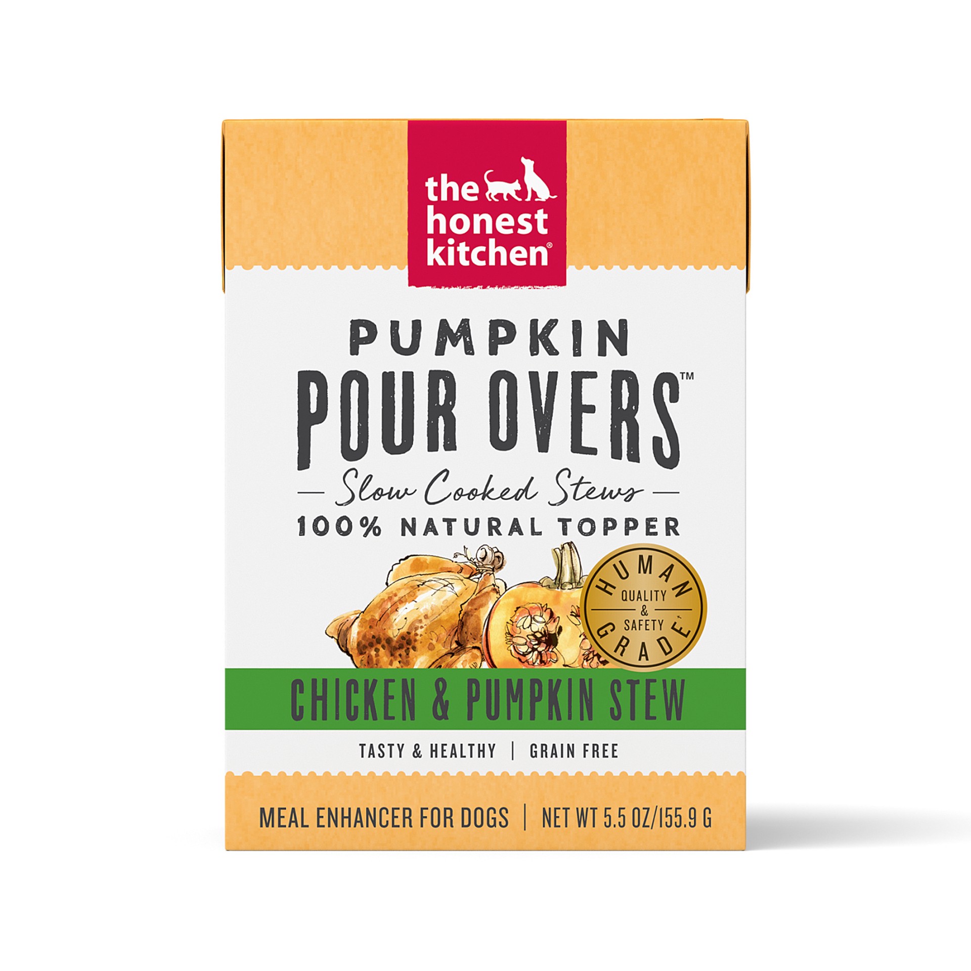 slide 1 of 8, The Honest Kitchen Pumpkin POUR OVERS™: Chicken & Pumpkin Stew Dog Food Topper, 5.5 oz x1, 5.5 oz