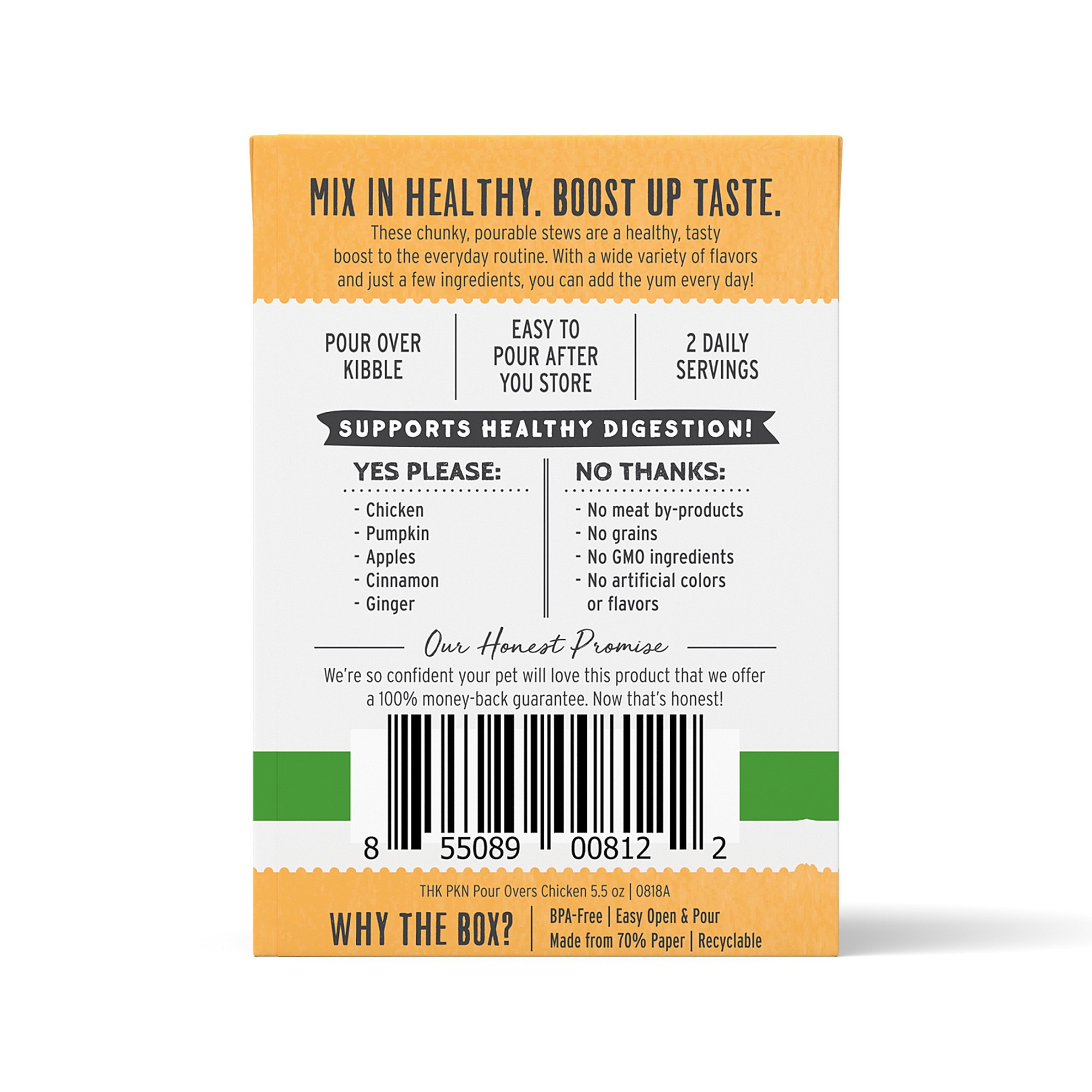 slide 6 of 8, The Honest Kitchen Pumpkin POUR OVERS™: Chicken & Pumpkin Stew Dog Food Topper, 5.5 oz x1, 5.5 oz