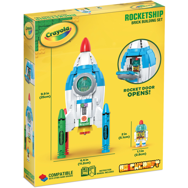 slide 3 of 9, Brickcraft, Llc Crayola Rocket Ship Brick Building Set, Set Of 543 Pieces, 1 ct