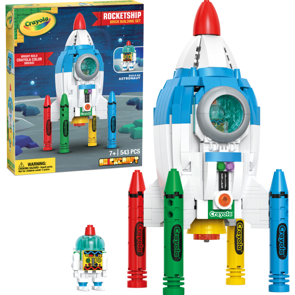 slide 6 of 9, Brickcraft, Llc Crayola Rocket Ship Brick Building Set, Set Of 543 Pieces, 1 ct