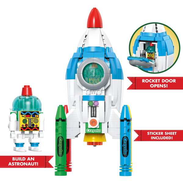 slide 2 of 9, Brickcraft, Llc Crayola Rocket Ship Brick Building Set, Set Of 543 Pieces, 1 ct