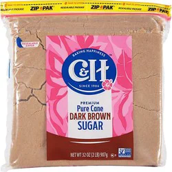 C&h Premium Pure Cane Dark Brown Sugar Bag - 2 Lb