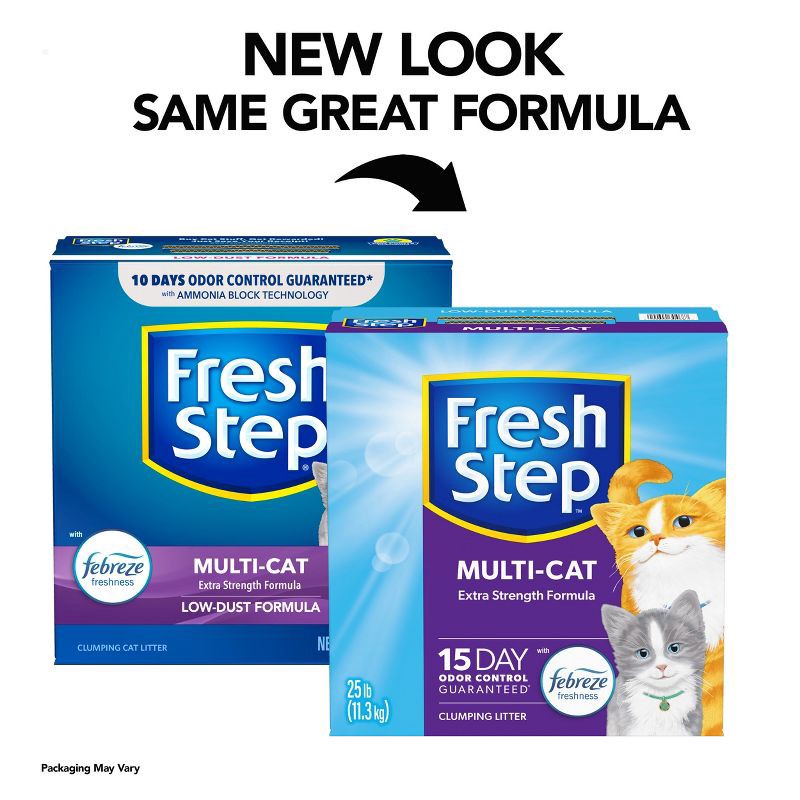 slide 3 of 15, Fresh Step Multi-Cat Scented Litter with the Power of Febreze Clumping Cat Litter - 25lb, 25 lb