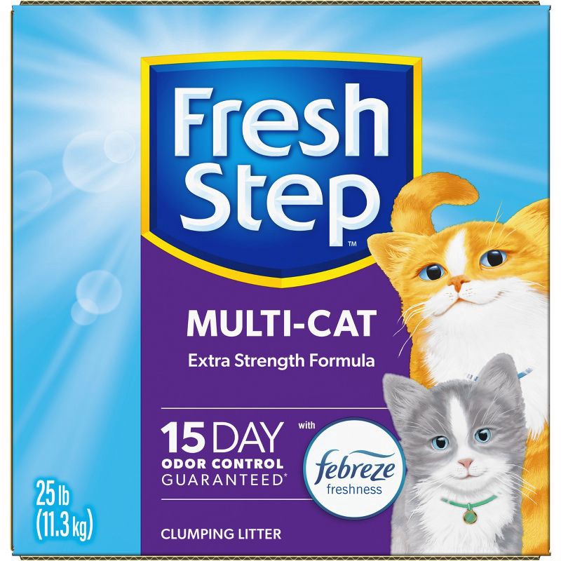 slide 15 of 15, Fresh Step Multi-Cat Scented Litter with the Power of Febreze Clumping Cat Litter - 25lb, 25 lb