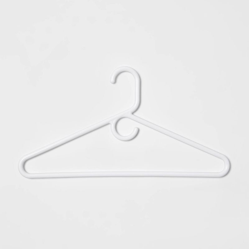 slide 3 of 4, 5pk Super Heavyweight Plastic Hanger White - Room Essentials™, 5 ct