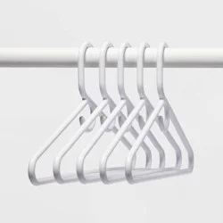 5pk Super Heavyweight Plastic Hanger White - Room Essentials™: Heavy Duty Clothes Storage & Organization Hangers