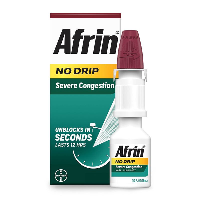 slide 1 of 10, Afrin Nasal Spray No Drip Severe Congestion Relief - 0.5 fl oz, 0.5 fl oz