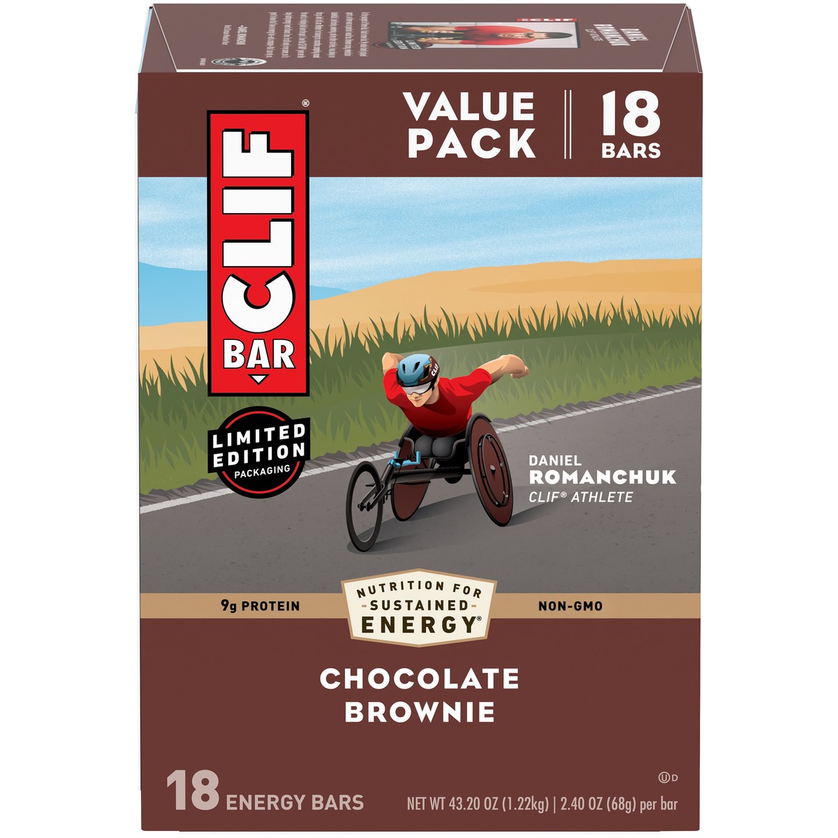 slide 1 of 13, CLIF BAR - Chocolate Brownie Flavor - Made with Organic Oats - 10g Protein - Non-GMO - Plant Based - Energy Bars - 2.4 oz. (18 Pack), 43.20 oz